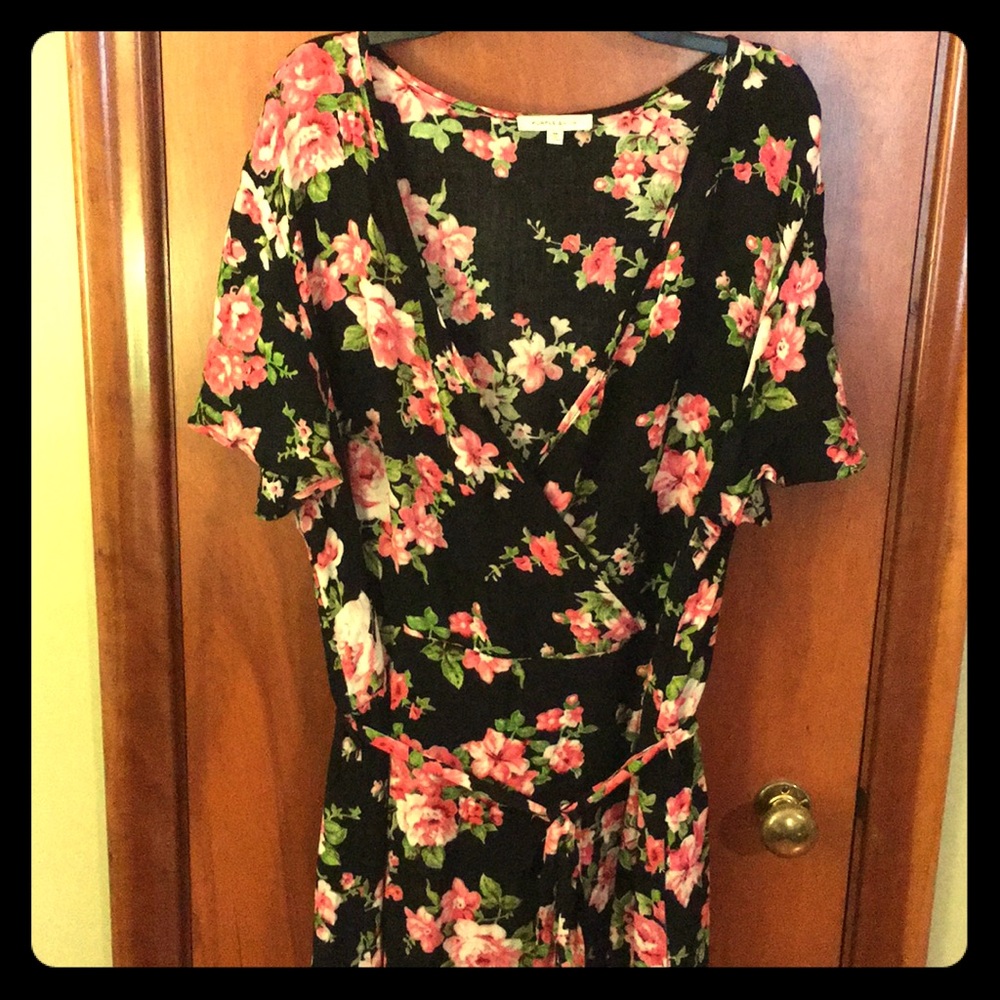 Floral Faux Wrap Maxi Dress